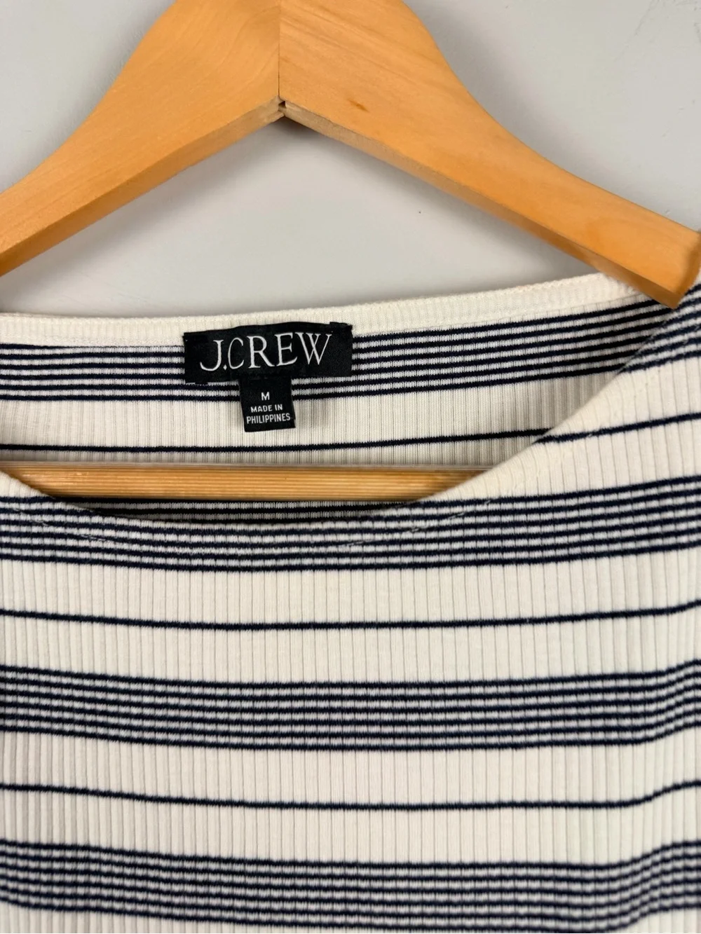 J. Crew Ruffle Sleeve Stripe Ribbed top size medium